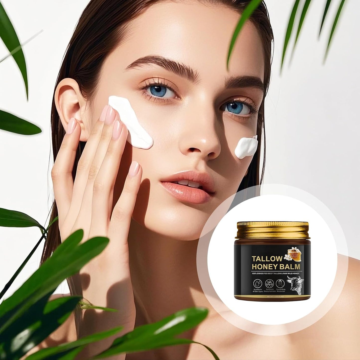Beef Tallow Creme Für Gesicht & Körper 120 G, Feuchtigkeitscreme Für Den Täglichen Gebrauch, 100% Rindertalg Von Grasgefütterten Rindern, Natürlicher Honig Und Bienenwachs, Intensive Feuchtigkeitspfl