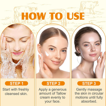 Beef Tallow Skincare, 120G Rindertalg Honig Balsam, Natürliche Talg & Honig Rindertalg Creme, Beef Tallow Bio, Tallow Creme Für Feuchtigkeitsspendend & Anti-Ageing, Tallow Balm Für Gesicht & Körper