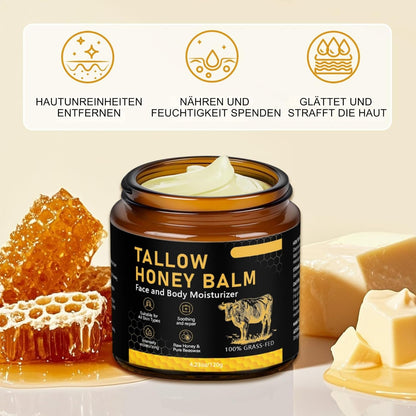 Whipped Tallow Cream Für Gesicht & Körper,Beef Tallow Creme 120 G,Rindertalg Für Hautpflege,Bio Beef Tallow Skincare,Natürlicher Honig & Bienenwachs,Tiefe Hydratation & Pflege,Schnell Absorbierend
