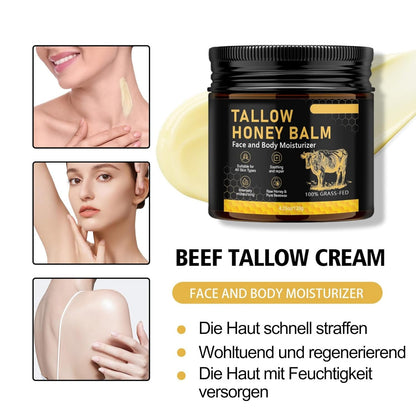 Whipped Tallow Cream Für Gesicht & Körper,Beef Tallow Creme 120 G,Rindertalg Für Hautpflege,Bio Beef Tallow Skincare,Natürlicher Honig & Bienenwachs,Tiefe Hydratation & Pflege,Schnell Absorbierend