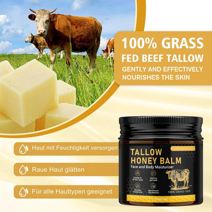 Whipped Tallow Cream Für Gesicht & Körper,Beef Tallow Creme 120 G,Rindertalg Für Hautpflege,Bio Beef Tallow Skincare,Natürlicher Honig & Bienenwachs,Tiefe Hydratation & Pflege,Schnell Absorbierend