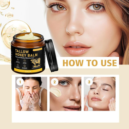 Whipped Tallow Cream Für Gesicht & Körper,Beef Tallow Creme 120 G,Rindertalg Für Hautpflege,Bio Beef Tallow Skincare,Natürlicher Honig & Bienenwachs,Tiefe Hydratation & Pflege,Schnell Absorbierend