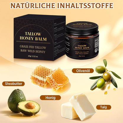 Beef Tallow Creme, Rindertalg Creme, Tiefe Hydratation & Feuchtigkeitscreme, Gefütterter Rindertalg Und Honigbalsam Für Empfindliche, Trockene Haut, Beef Tallow Honey Balm 60G